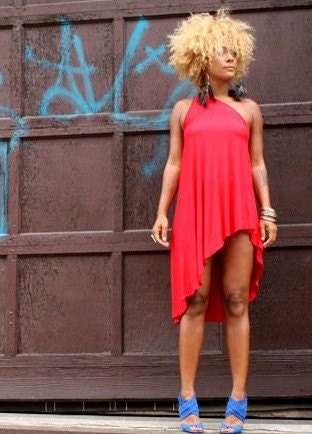 one shoulder asymmetrical hem mini dress