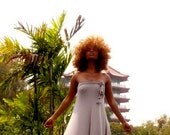 strapless dress with side bow-tie