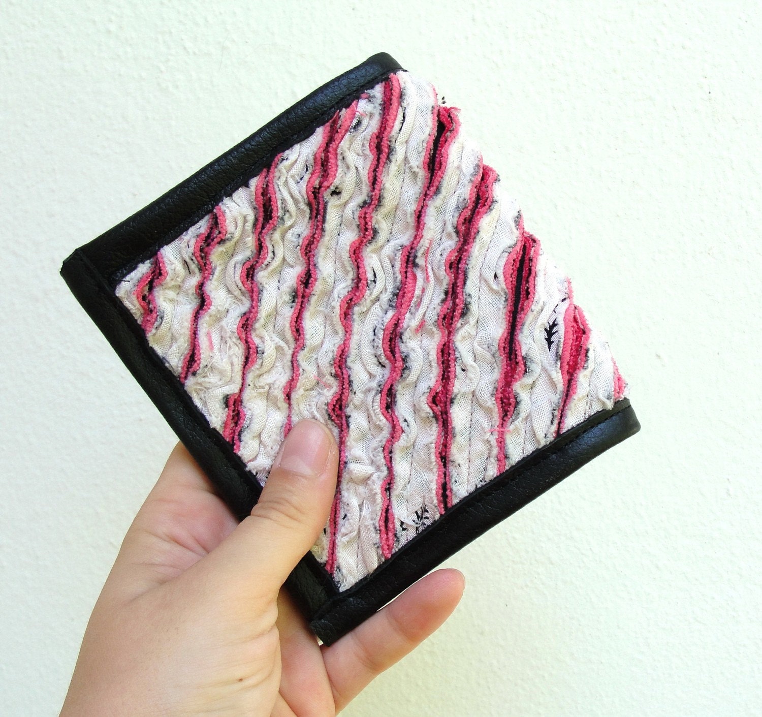Fordite Wallet - Leather and Faux Chenille
