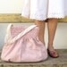Smocked Gingham Pleated Bag- Vintage wool Fabric and Leather Strap
