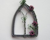 Gothic Window wire wrapped pendant with roses