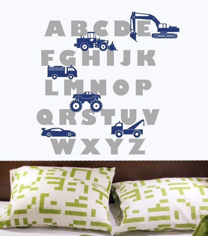 Vehicle Alphabet Childrens Decor Vinyl Wall Decal Graphic