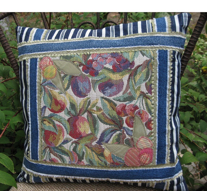 Upcycled Fruit and Grape Pillow Cover
