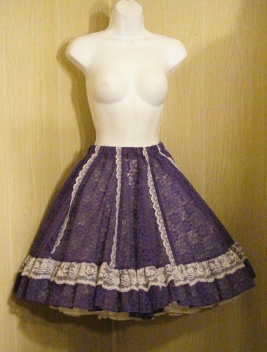 Purple Lace Full Circle Loleta Punk Square Dance skirt Cyberdolly Girly S M