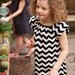 SALE Ready to ship - Black and white mod chevron stripe dress, short sleeves - Size 18m