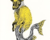 CAPRICORN Sea Goat Screenprint, Limited Ed, hand-printed