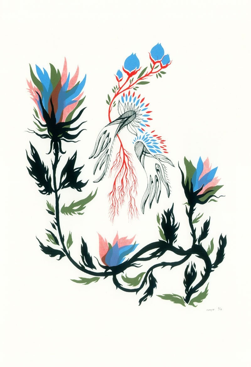 Garden Creatures, Screenprint, Limited Ed, hand-printed