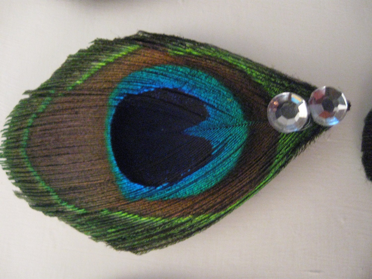 Simple, elegant peacock feather clip - unique, fun, trendy - WEDDING