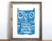 Native American Totem Owl Small Screenprint Choose your color