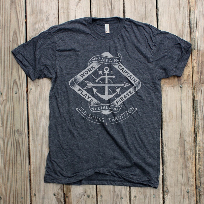 Play like a Pirate - Mens/Unisex Heather Black T-shirt