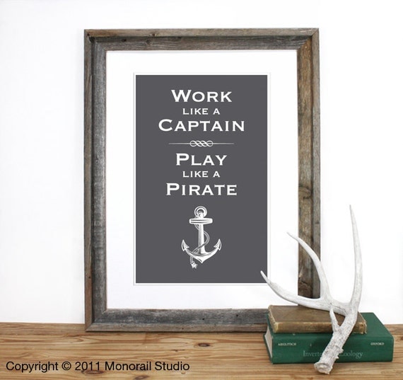Play like a Pirate Poster Screenprint 12 x 19 in Pick your Color