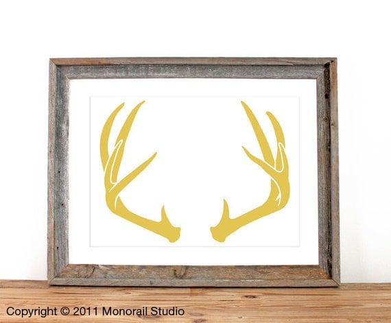Antler Silhouette Screenprint 12.5 x 19 Pick Your Color