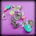 MERMAID TREASURES...Handmade Beaded Wire Wrapped Charm / Zipper Pull -With Czech Glass Beads, Crystals and Sea Themed Charms
