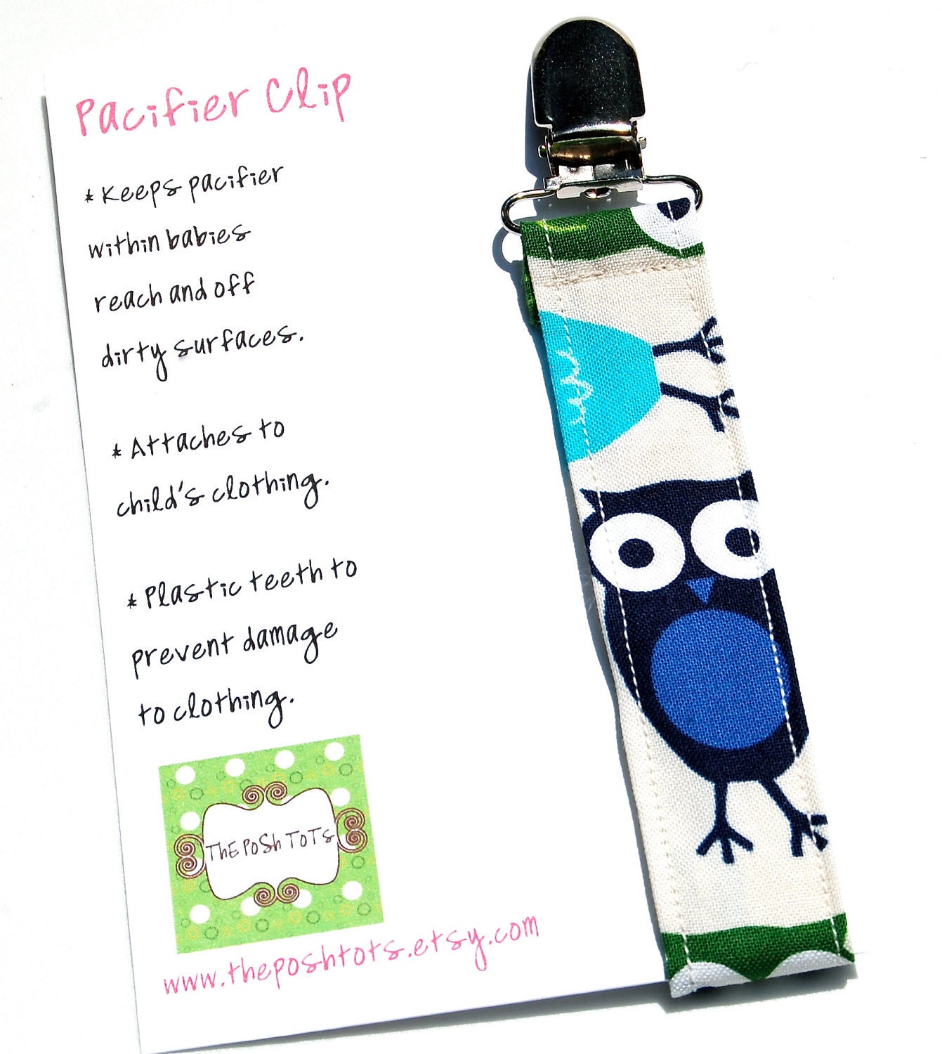 Soothie Pacifier Clip- Owl Zoologie- Gumdrop Nuk Mam Avent