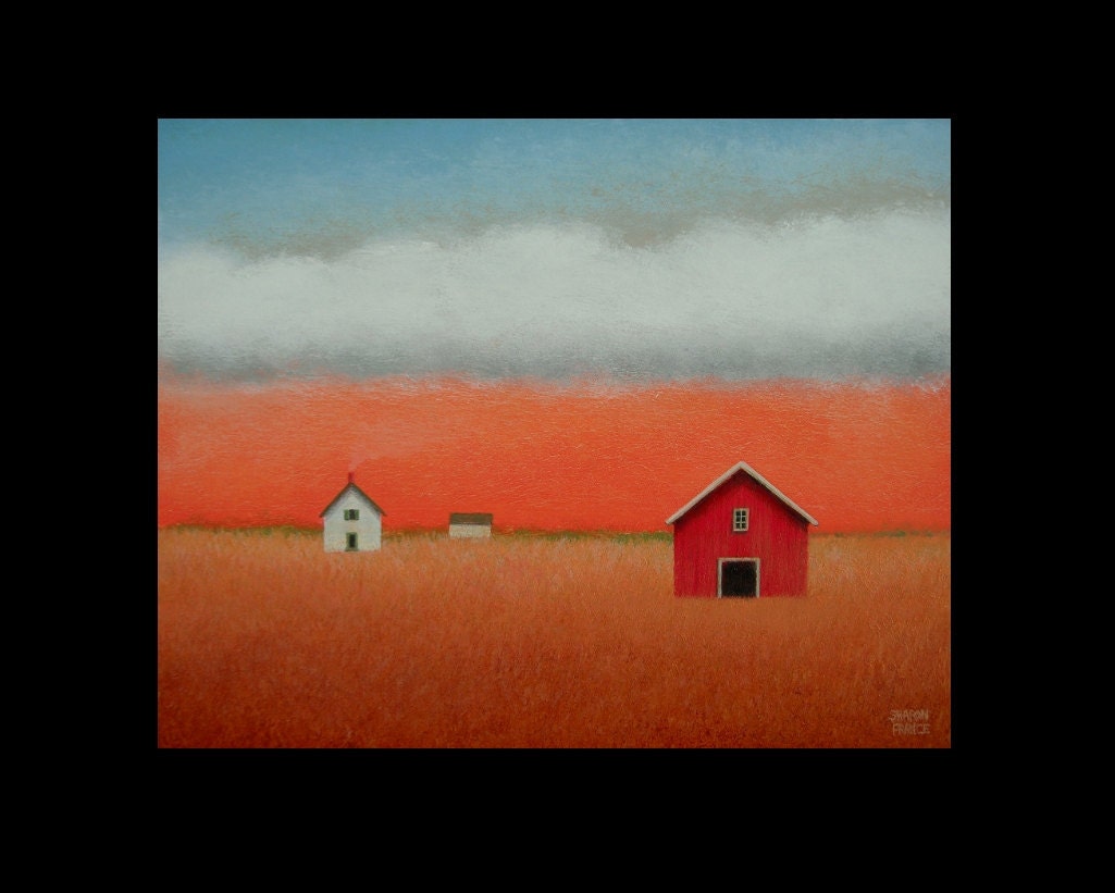 FARM Old BARN FARMHOUSE Landscape Original 10 x 8 Fine Art Painting