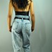 80s high waist FOLDOVER denim jeans - skinny leg harem jeans ACID wash denim w/ super high rise & pleated front M / Medium