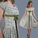 50s DAY dress BUTTERFLY print cotton day dress w/ full skirt & wasp waist xs/s extra small / small