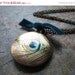 Peacock Locket Necklace, Silk Screened Locket, Peacock Eye, Antiqued Brass Chain - Peacock Feather