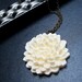 Flower Necklace, Ivory Mum Cabochon, Antique Brass Chain - Mum's The Word