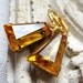 Citrine Jewel Earrings, Vintage Keystone Glass Jewels, Amber Earrings, Honey Earrings, Gold Plated Leverback Earrings