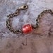 Barrel and Chain, Vintage Glass Bead, Sterling Silver, Beaded Bracelet, Watermelon, Rolo Chain