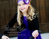 The MADISON...Purple Classic... Luxuriously Soft Flower with Beaded Center on Super Soft thin headband. All sizes available