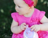 Headband, Baby Headband, Adult Headband, Flower Headband, Raw silk handmade headband, CHOOSE your colors ALL Sizes..The SADIE