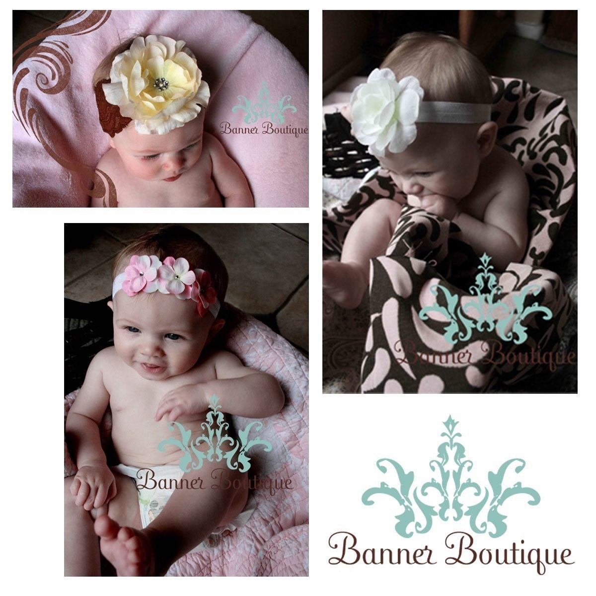 Baby Headband, Beige Headband, Cream Ivory Headband, Baptism Headband, Christening Headband
