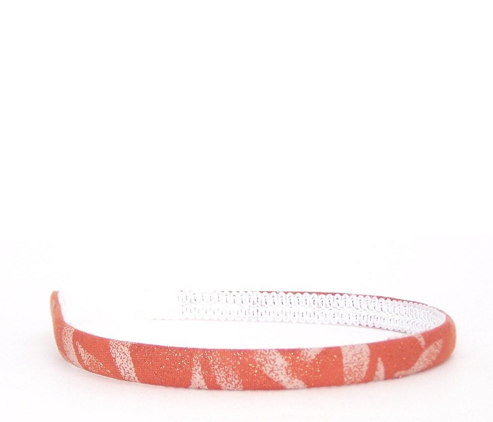 Skinny Leaves Headband - Burnt Orange Glittery Autumn /  Fall Leaves