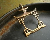 Orient Express Large Antique Brass Pagoda Earrings