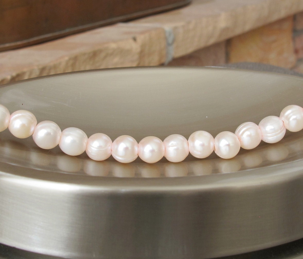 LARGE Hole Potato Pearls, Light Pink, 9-10mm, Drilled 2.5mm Hole, 12 Loose Pearls, Great for 2.25mm Leather Cord or Silk Ribbon (P05)
