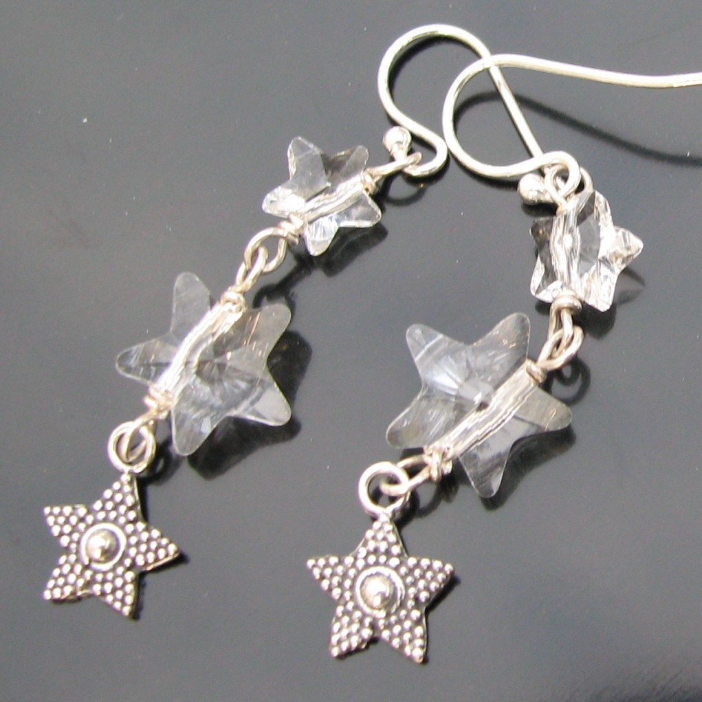 Fallings Stars crystal and sterling earrings - LibertyOriginals