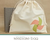 Baby Book Keepsake Bag -  Green and Orange Pinwheel. Perfect bag to protect your baby album in.