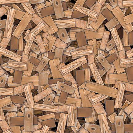 Building Up Wood in Brown from BellaLu Studios- SPECIAL PRICE on HALF yard cuts