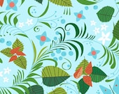 Leaves and Berries on Light Blue from Hello Pilgrim by Lizzy House - Half Yard