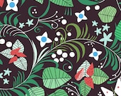Leaves and Berries on Brown from Hello Pilgrim by Lizzy House - Half Yard