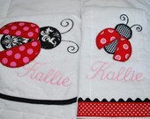 Personalized Ladybug Bib and Burp Cloth Gift Set