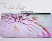 Clutch handbag pink satin floral print - bridesmaid - wedding - prom