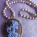 Skeleton Bride Victorian Cameo Necklace with Real Pearls