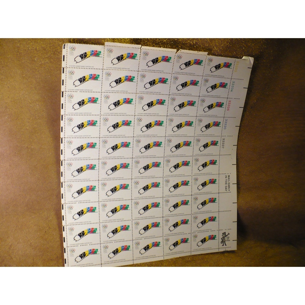 Bobsledding 1972 Olympic Games Issue Commemorative 8 Cent Vintage US Postage Stamp - Sheet of 50