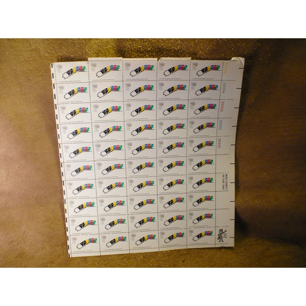 Bobsledding 1972 Olympic Games Issue Commemorative 8 Cent Vintage US Postage Stamp - Sheet of 50