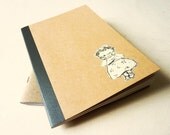 Art Notebook journal personalized ecru ink drawing - so shy -