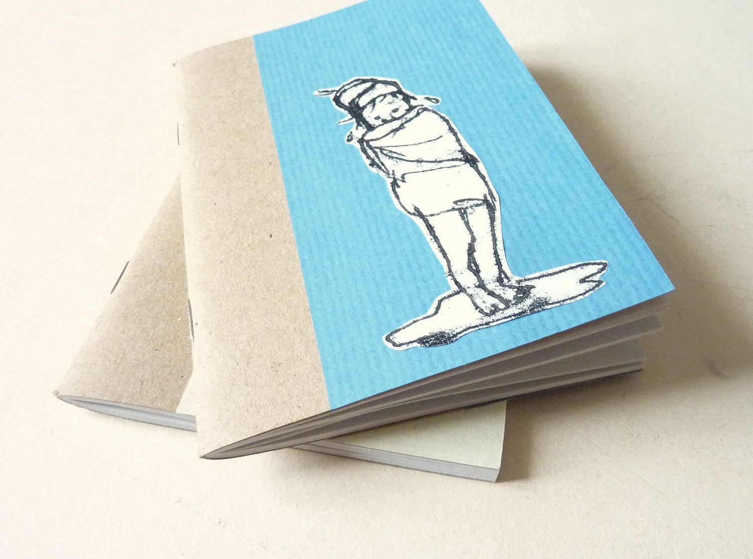 Art Notebook Handmade art journal personalized turquoise- little girl after bath