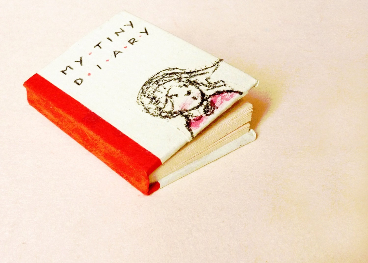 Mini art book OOAK - little girl red baloon -