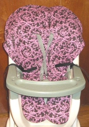 Graco high chair replacement cover pink on brown by sewingsilly