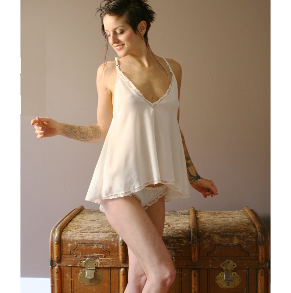 womens silk camisole with open back detail - BRIDAL lingerie - made to order
