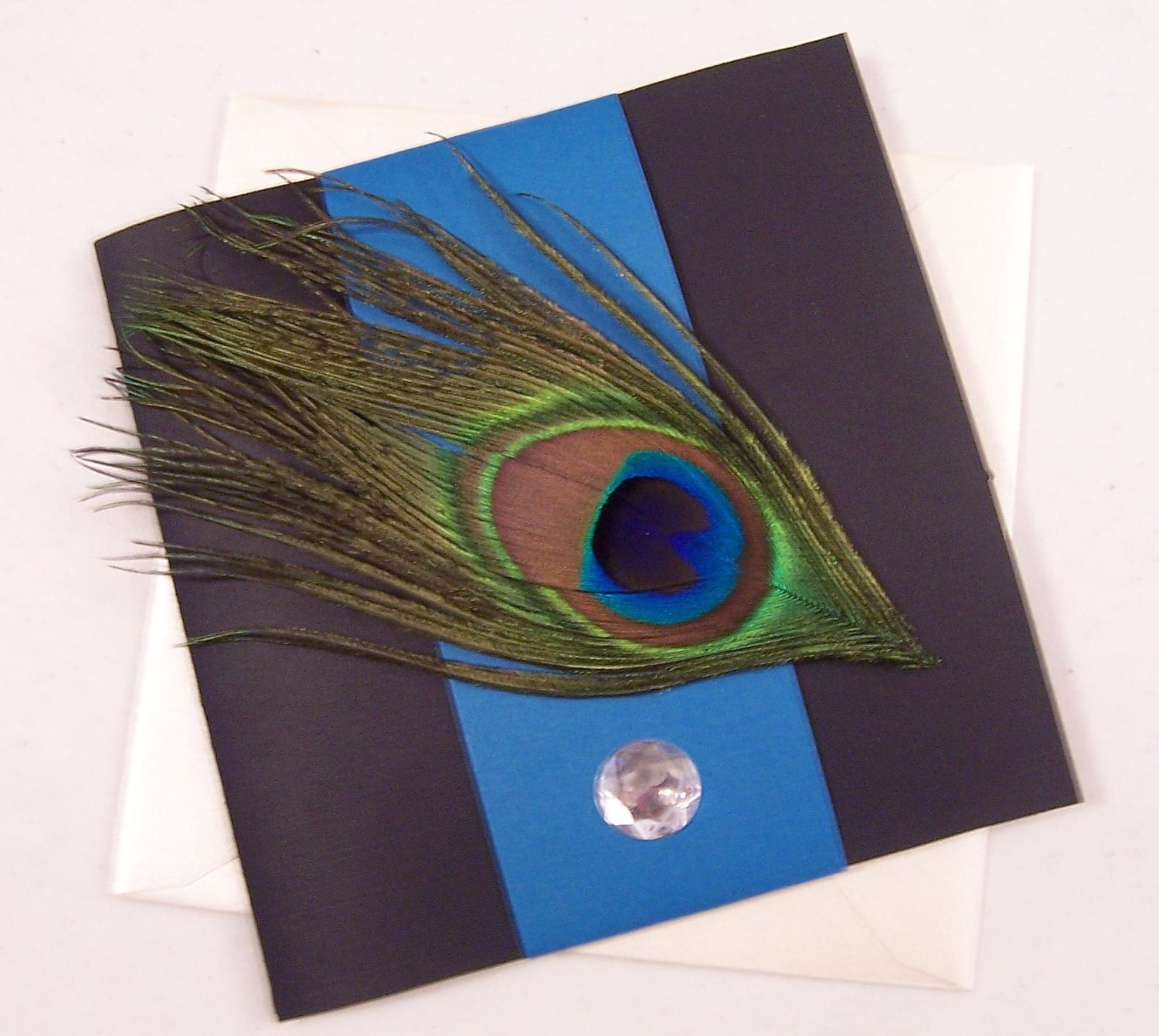 Peacock wedding invitation, black, purple, ivory, aqua, teal, trifold invitation, pocketfold wedding invitation, sophisticated invitation