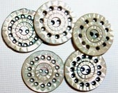 Antique/Vintage Beautiful Pierced Ocean Pearl Buttons Set of 5