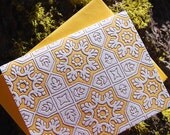 Antique Tile Letterpress Card, single
