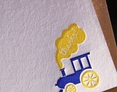 Letterpress Thank You Notes, Train - set of 8